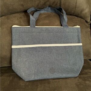 Denim Blue Zip-Top Tote/Cooler with Front Pocket